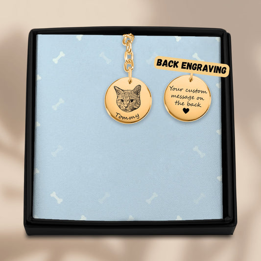 Pet Portrait and Name - Custom Keychain