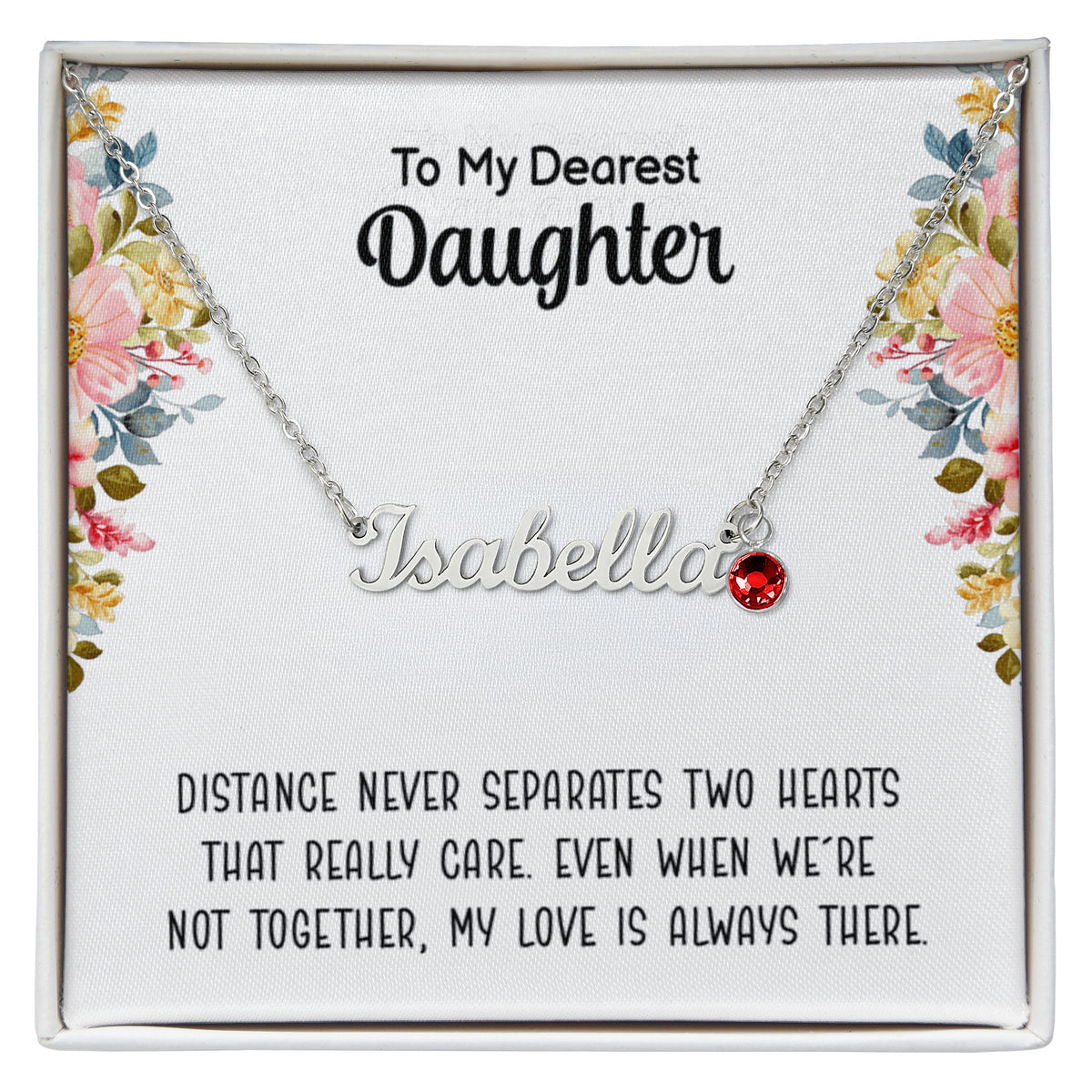Name and Birthstone Personalized Necklace Gift for Daughter