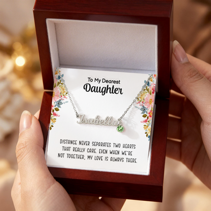 Name and Birthstone Personalized Necklace Gift for Daughter