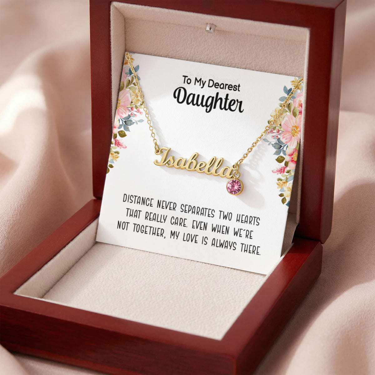 Name and Birthstone Personalized Necklace Gift for Daughter