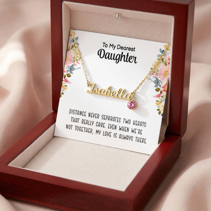 Name and Birthstone Personalized Necklace Gift for Daughter