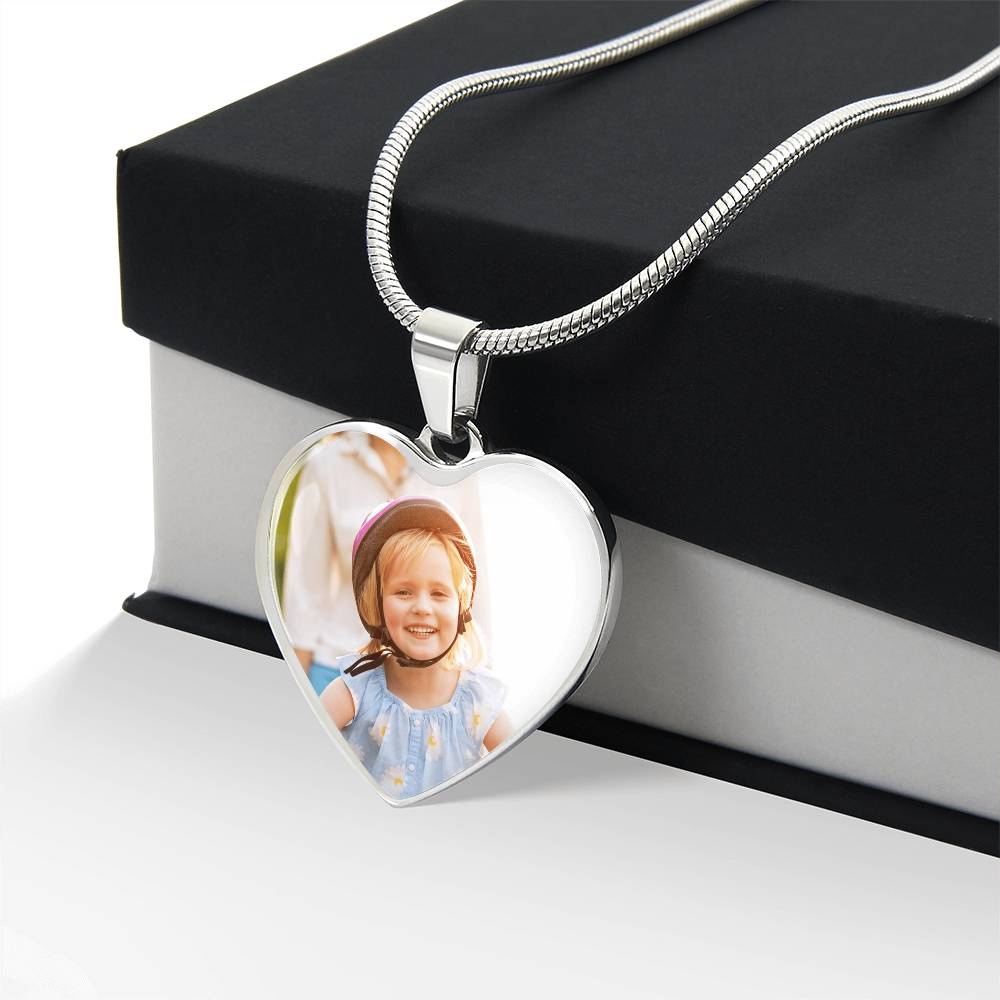 Photo Heart Necklace with Custom Message