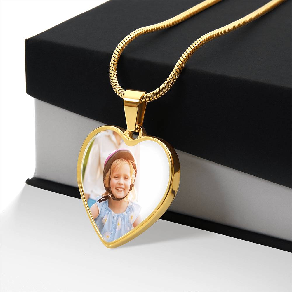 Photo Heart Necklace with Custom Message