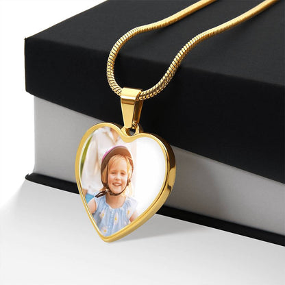 Photo Heart Necklace with Custom Message