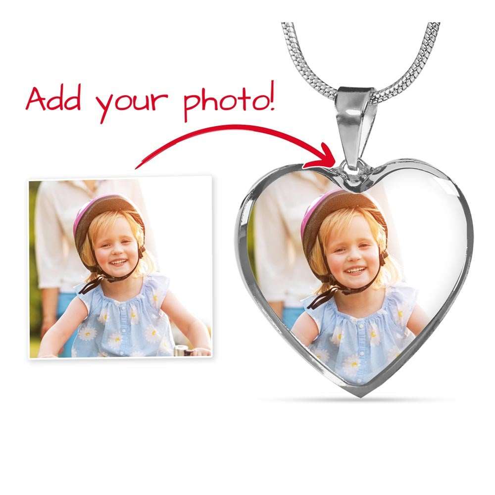 Photo Heart Necklace with Custom Message