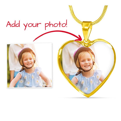 Photo Heart Necklace with Custom Message