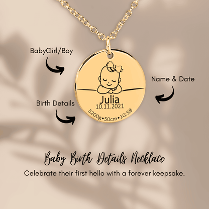Baby Birth Gift - Personalized Necklace