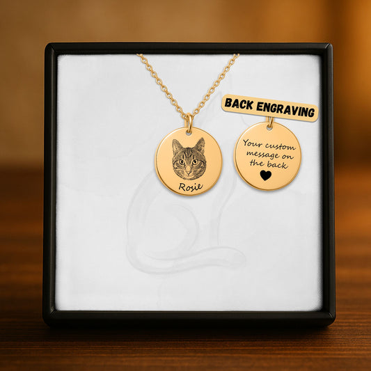 Pet Portrait & Name-Personalized Engraved Necklace