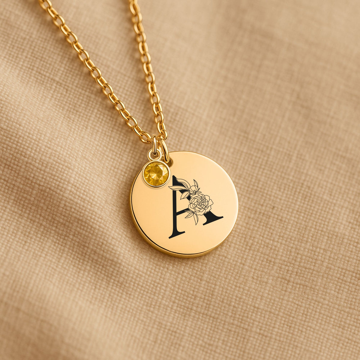 Letter and Birthstone Luxury Necklace - Personalized Message