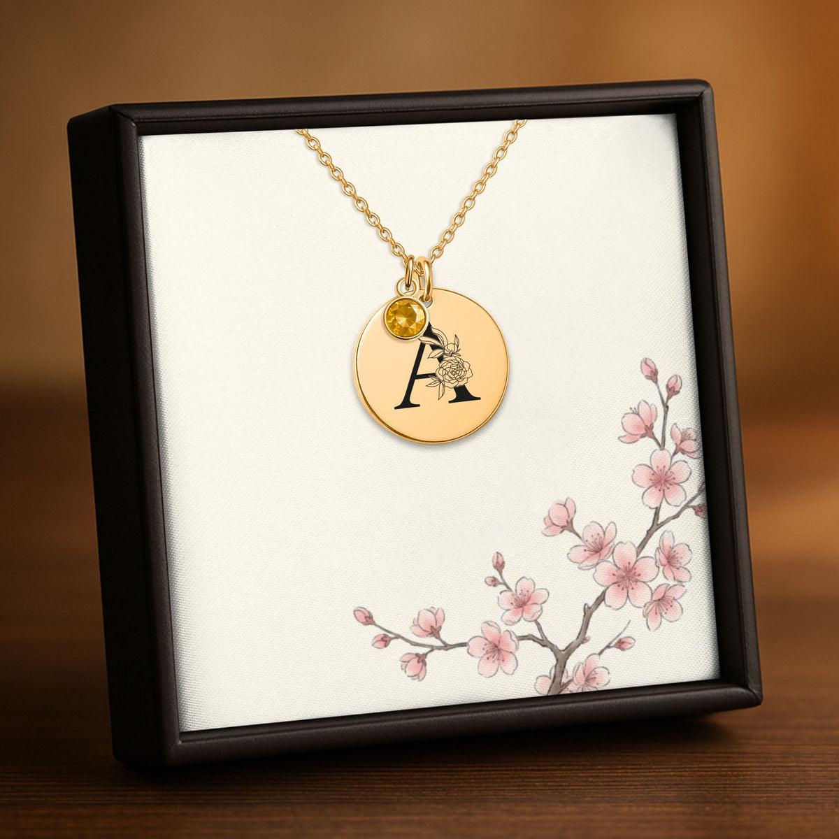 Letter and Birthstone Luxury Necklace - Personalized Message