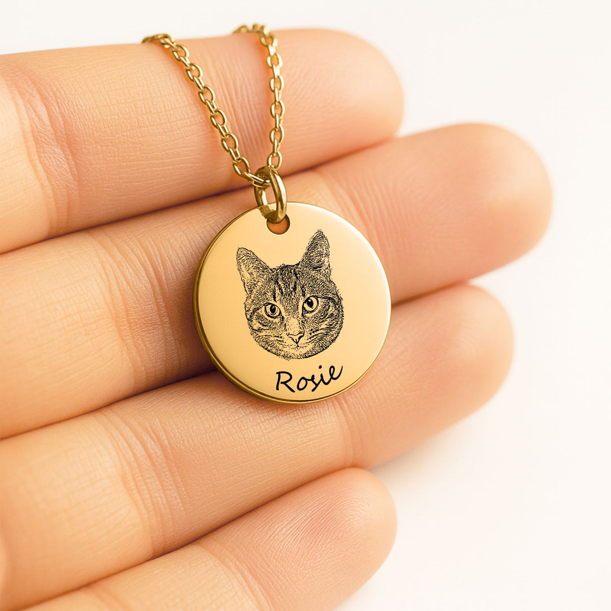 Pet Portrait & Name-Personalized Engraved Necklace