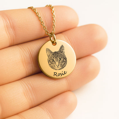 Pet Portrait & Name-Personalized Engraved Necklace
