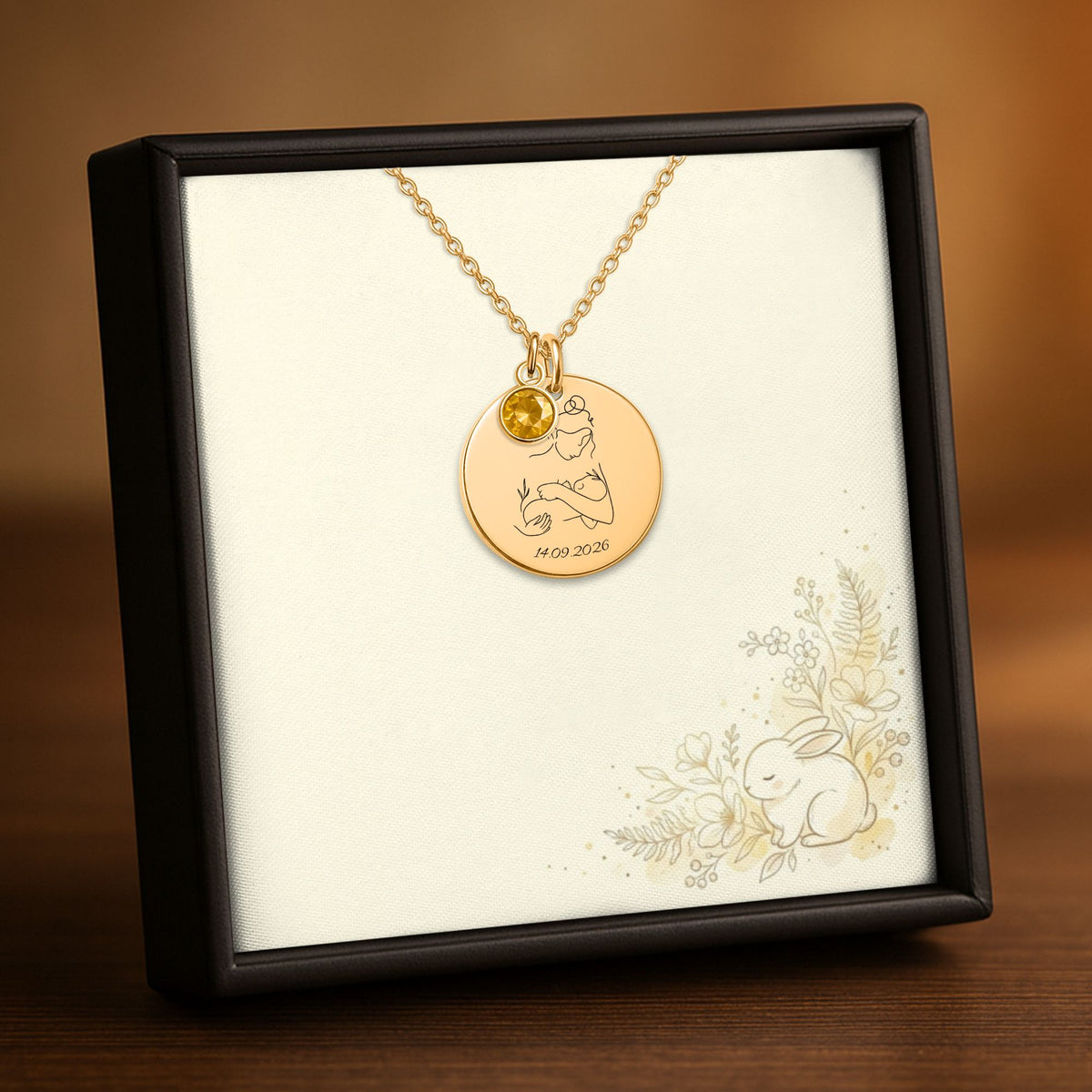Coin Necklace with Birthstone