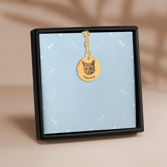 Pet Portrait and Name - Custom Keychain