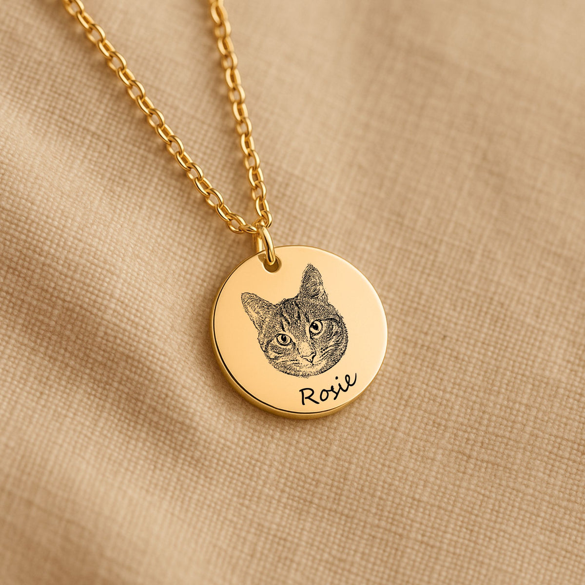 Pet Portrait & Name-Personalized Engraved Necklace