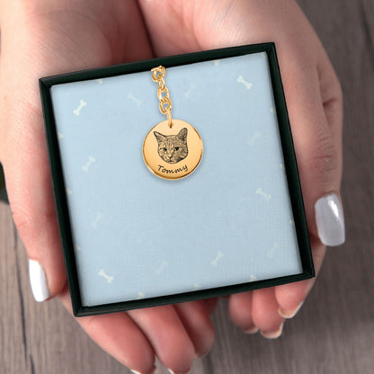 Pet Portrait and Name - Custom Keychain