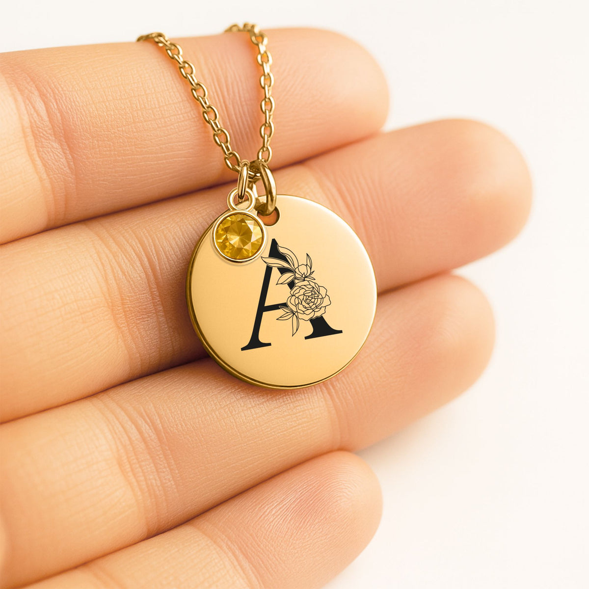 Letter and Birthstone Luxury Necklace - Personalized Message