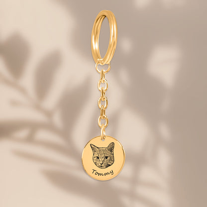 Pet Portrait and Name - Custom Keychain