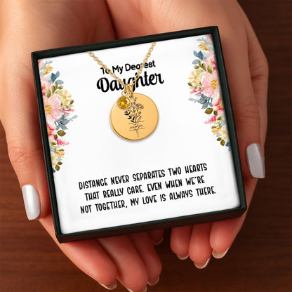 Personalized Name and Birth Jewel Necklace with Message Card