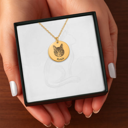 Pet Portrait & Name-Personalized Engraved Necklace