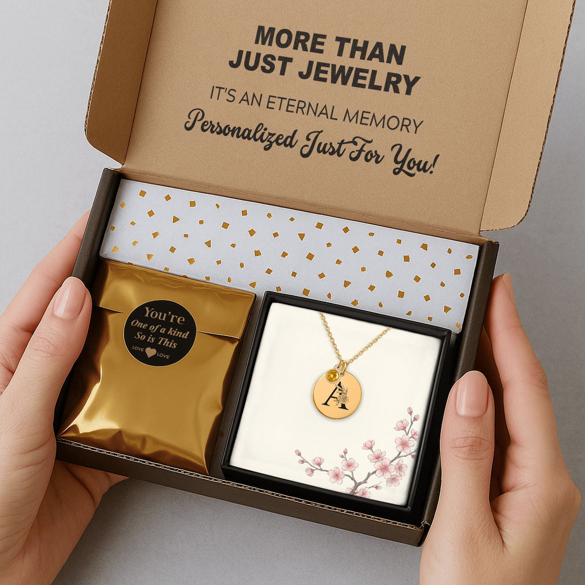 Letter and Birthstone Luxury Necklace - Personalized Message