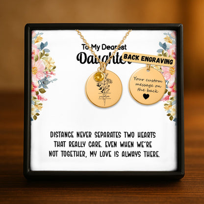 Personalized Name and Birth Jewel Necklace with Message Card