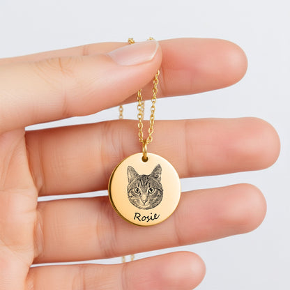 Pet Portrait & Name-Personalized Engraved Necklace
