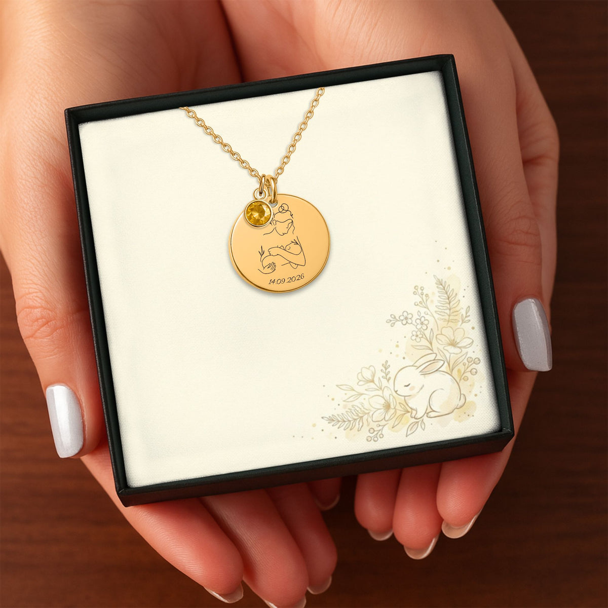Coin Necklace with Birthstone